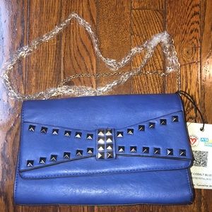 Royal blue studded clutch